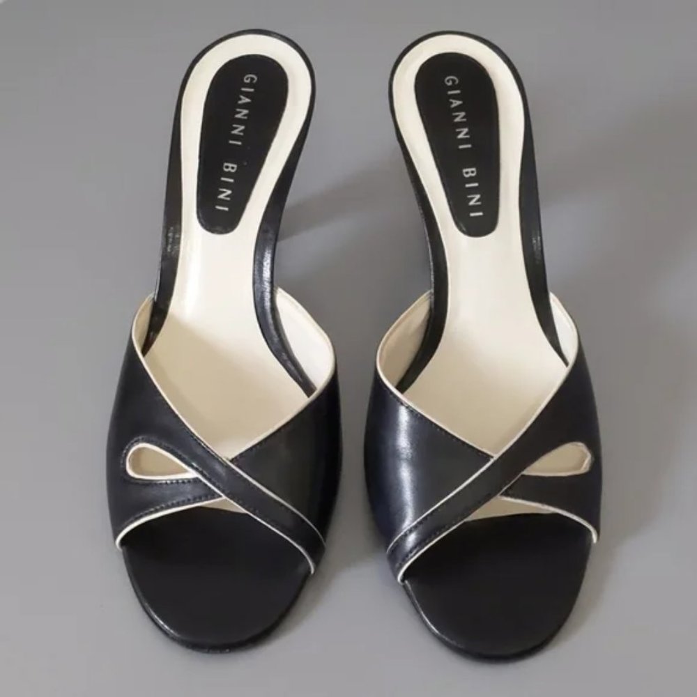 Gianni Bini Black Open-Toe Slide Heels